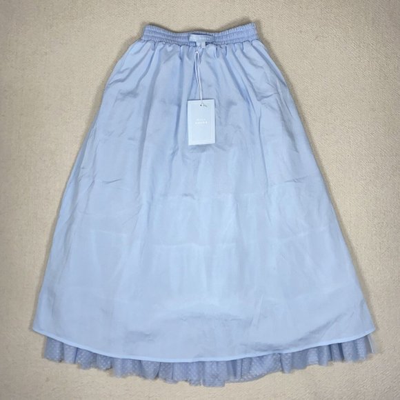 NWT HILL HOUSE HOME Small Pandora Tulle Midi Skirt Baby Blue Elastic Waist $250 - Picture 4 of 12